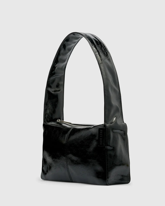 Luca Shoulder Bag - Black Glossy Crinkle